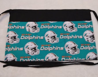 Miami Dolphins Football Restaurant Bar Waitress Server 3 Pocket Half Apron 19.5: x 12