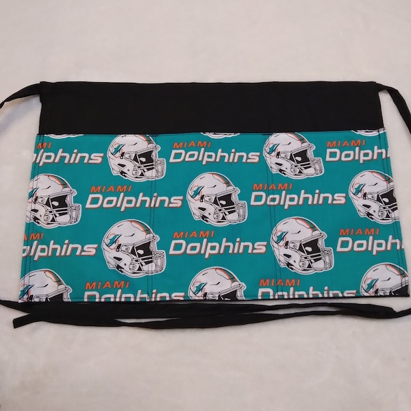 Miami Dolphins Football Restaurant Bar Waitress Server 3 Pocket Half Apron 19.5: x 12