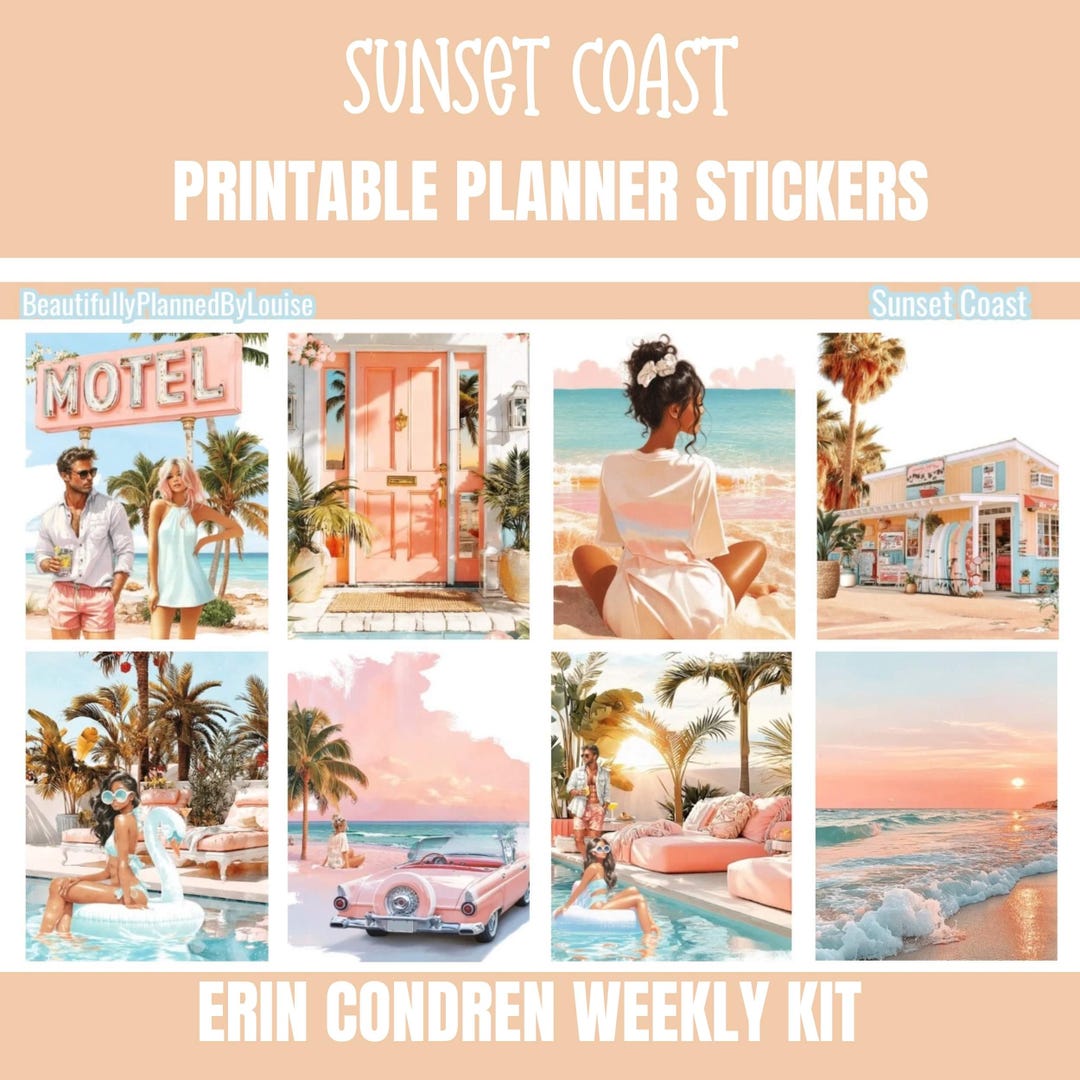 Sunset Coast Weekly Printable Sticker Kit for Erin Condren & Digital ...