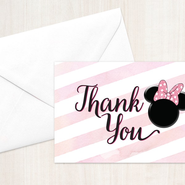 Oh Two-dles Minnie Mouse Thank You Card Printed Version