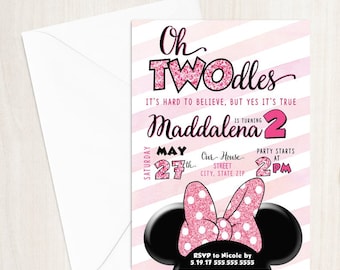 DIGITAL DESIGN ONLY * Oh Two-dles Minnie Mouse Birthday Invitation