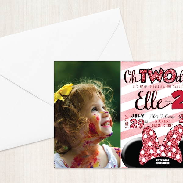 DIGITAL DESIGN ONLY * Oh Twodles Minnie Mouse Birthday Photo Invitation