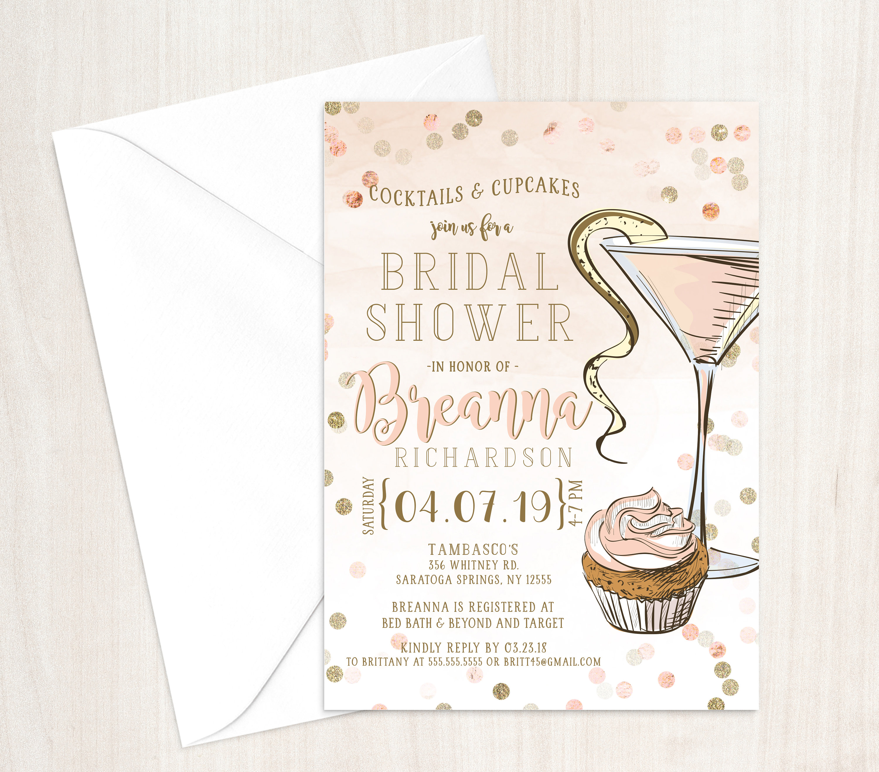 DIGITAL DESIGN ONLY Cupcakes and Cocktails Bridal Shower Etsy