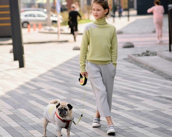 Bijpassende bloemset voor hond en mens//Twinning driedelige set hondeneigenaar//Hond en baas Bijpassende merino-truien