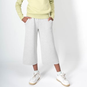 Girl gaucho pants Palazzo pants Wide leg pants Culotte Knitting Merino wool Mother daughter outfit Culotte pants Gifts for her Wool image 1