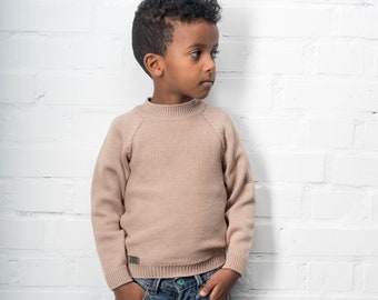 Kids beige knitted sweater with long sleeve Oversized sweater Knit sweater Knitted baby clothes Wool sweater Merino wool IN STOCK