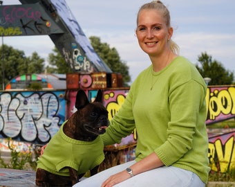 Gemütlicher Baumwollpullover für Hund und Mensch // Rundhalspullover für Hundebesitzer // Tropfenärmel // Passende Strickkleidung //