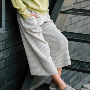 Girl gaucho pants Palazzo pants Wide leg pants Culotte Knitting Merino wool Mother daughter outfit Culotte pants Gifts for her Wool image 2