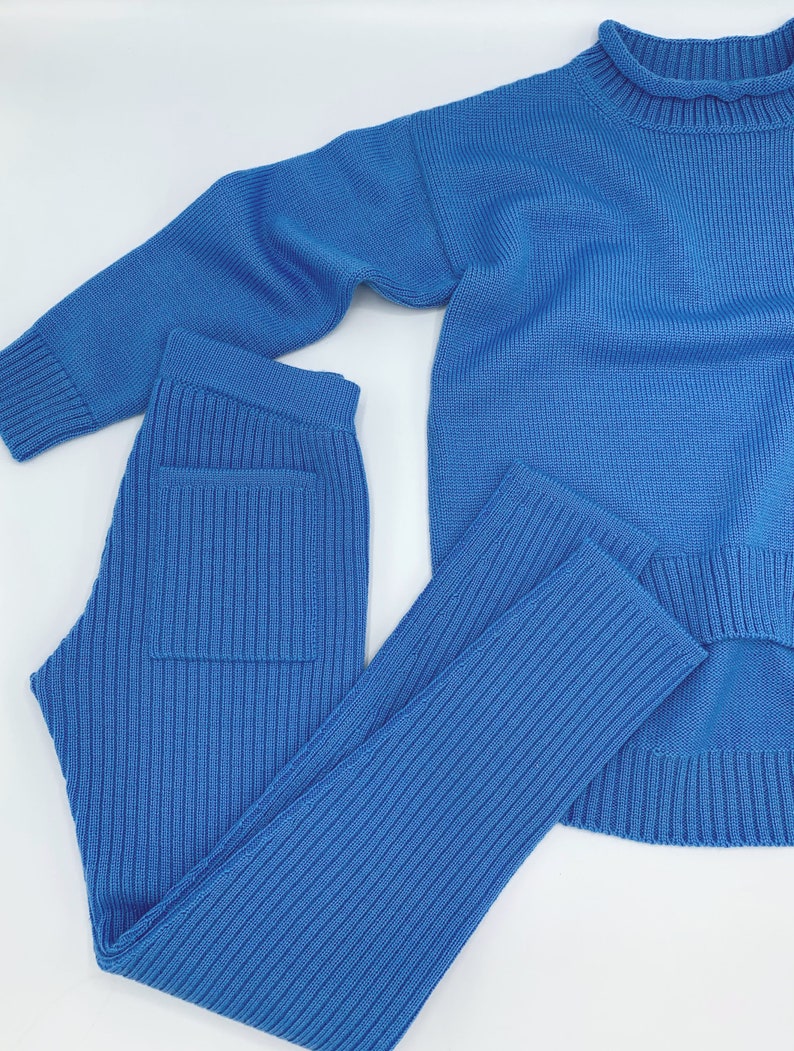 Ribbed Knitted Leggings and Crewneck Sweatshirt Etsy