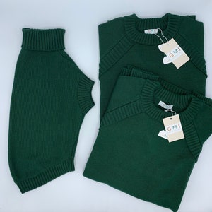 Cotton Matching Sweaters for Two Human and Pet //Crew Neck Men/Woman Jumper//Turtleneck Dog Sweater//Matching Knitting Clothes