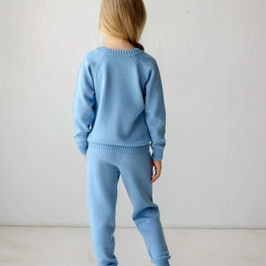 Girl blue joggers and jumper Hoodie and sweatpants Jogging suit set Sweat suit Tracksuit bottoms Knitted baby clothes IN STOCK image 5