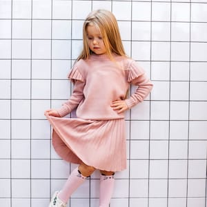 School uniform set Pleated skirt Knitted jumper Short length Mini skirt Girls sweater School pleated skirt School girl skirt Custom skirt