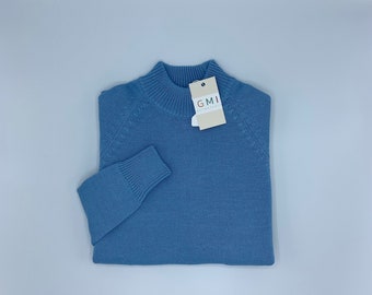 Katoenen raglantrui unisex met opstaande kraag / trui met lange mouwen dames / gebreide raglantrui heren