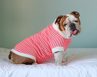 Summer Stripes Cotton Knit Dog Top//Two Color Crew Neck Dog Jumper