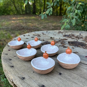 Pottery Ring Dish With Pumpkin | Handmade Ceramics for Fall