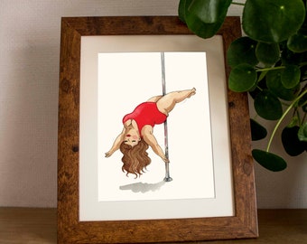 Pole Dancer Watercolour Art Print, Sexy Wall Decor