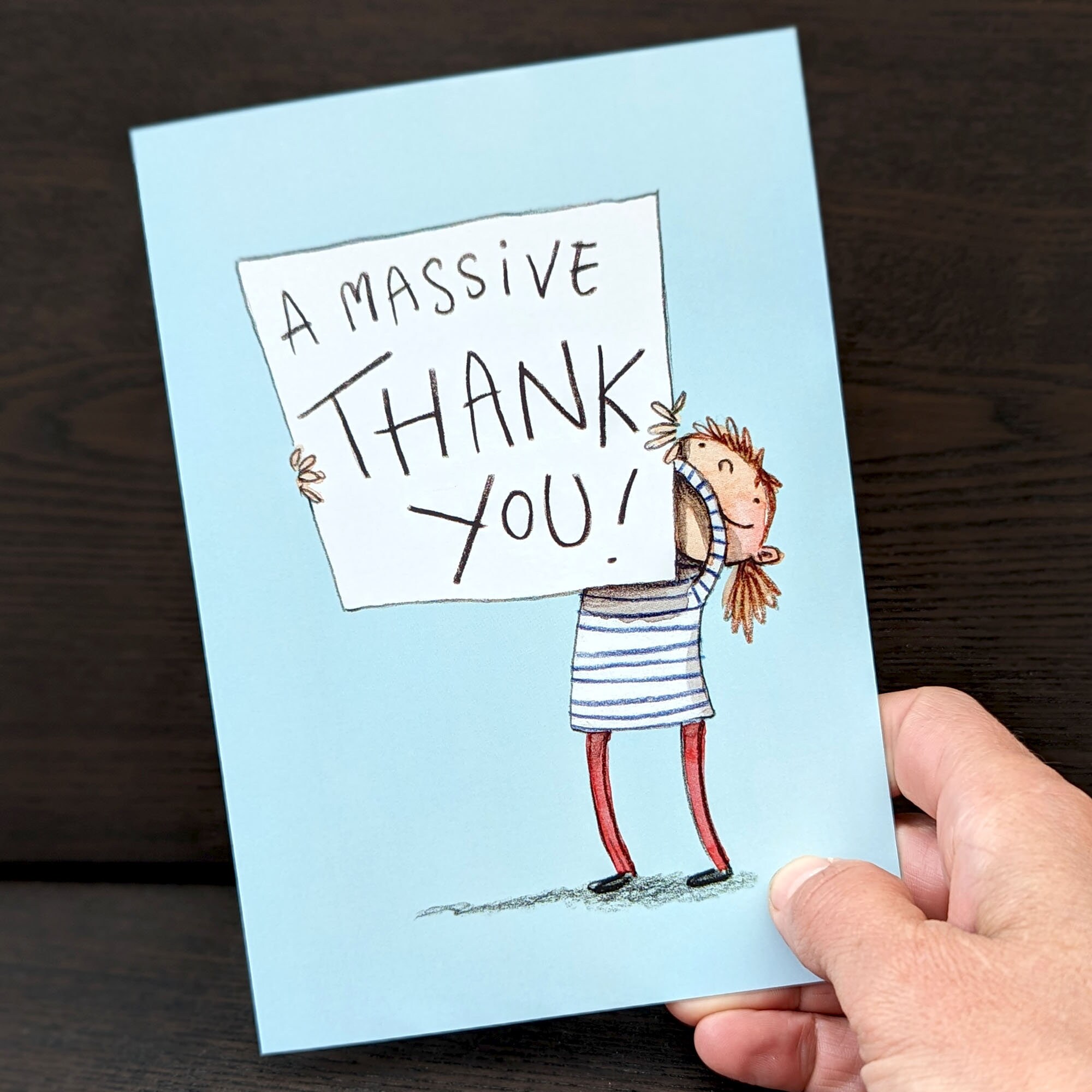 Massive Thank You Card: Watercolor Illustration Greeting Card - Etsy