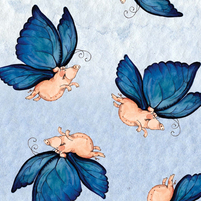 Pigs might fly wrapping paper Quirky wrapping paper Flying Etsy