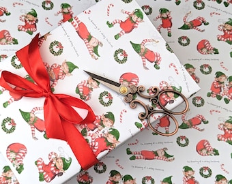 Funny Stoner Christmas Wrapping Paper: Watercolor Elf Gift Wrap