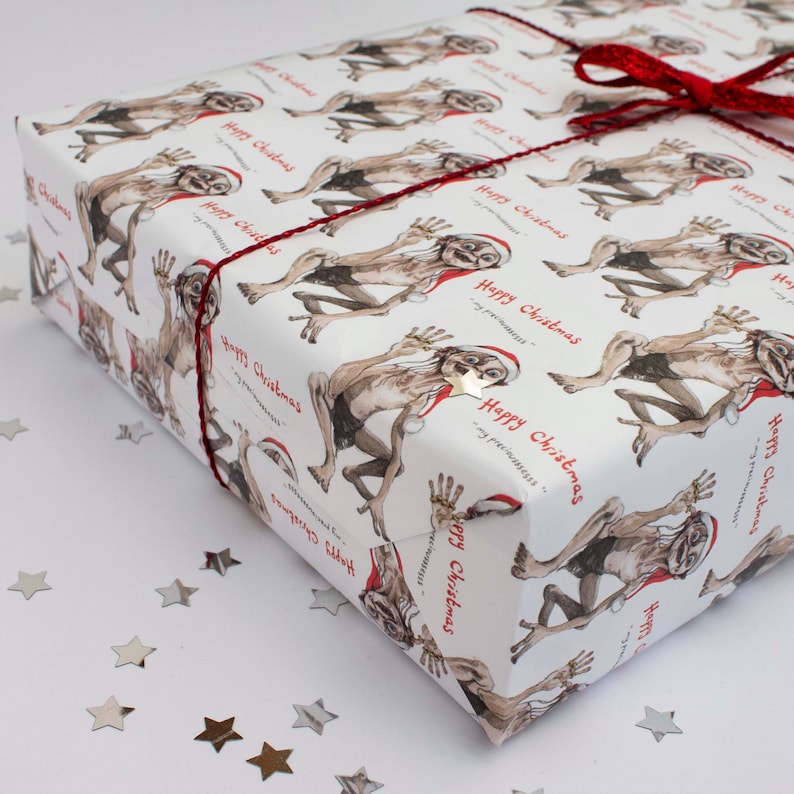 Gollum wrapping paper, Wrapping paper, Lord of the rings, Gift wrap, My precious, Christmas wrapping paper, Gollum: LOTR 