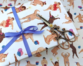 Birthday gift wrap, Funny Wrapping paper, Dancing men, Birthday wrapping paper,