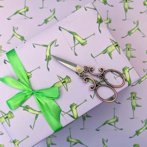 Yoga frog wrapping paper, Frog wrapping paper, Cute frogs, Gift wrap, Frog gift wrap, Yoga gift wrap