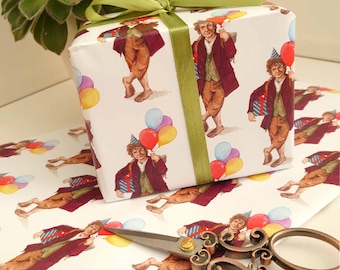 Bilbo Baggins wrapping paper, Wrapping paper, Lord of the rings, Quirky LOTR wrapping paper, Birthday wrapping paper, LOTR geek