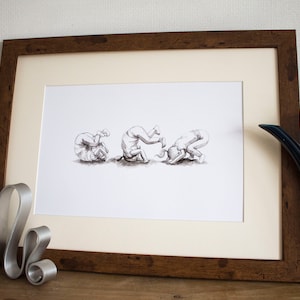 Roly-Poly Print: Watercolor and Pencil Illustration Art