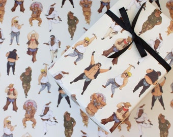 Funny wrapping paper, Disco Dancing men gift wrap, LGBTQ pride paper