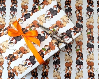 Guinea pig wrapping paper, Quirky Wrapping paper, Pig gift wrap, Unusual Gift wrap, Birthday wrapping paper, Guinea pigs, Piggy paper