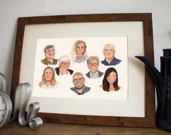 Custom watercolour family portrait, Hand painted portrait, Personalized gifts for her, Personalized gifts for him, Quirky present