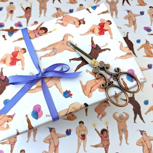 Funny Dancing Men Birthday Gift Wrap: Celebration Wrapping Paper