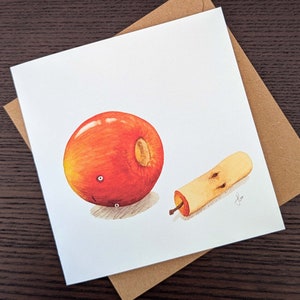 Fruity greeting card, Funny quirky Apple Card, Dark humour, Any occasion card