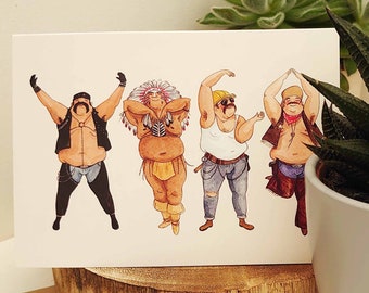 Divertida tarjeta de cumpleaños de los 70 para hombres disco: ilustración en acuarela