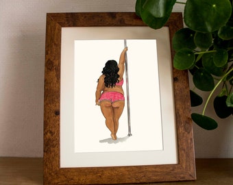 Pole Dancer Print: Watercolor Illustration, Saucy Art (Digital Print)