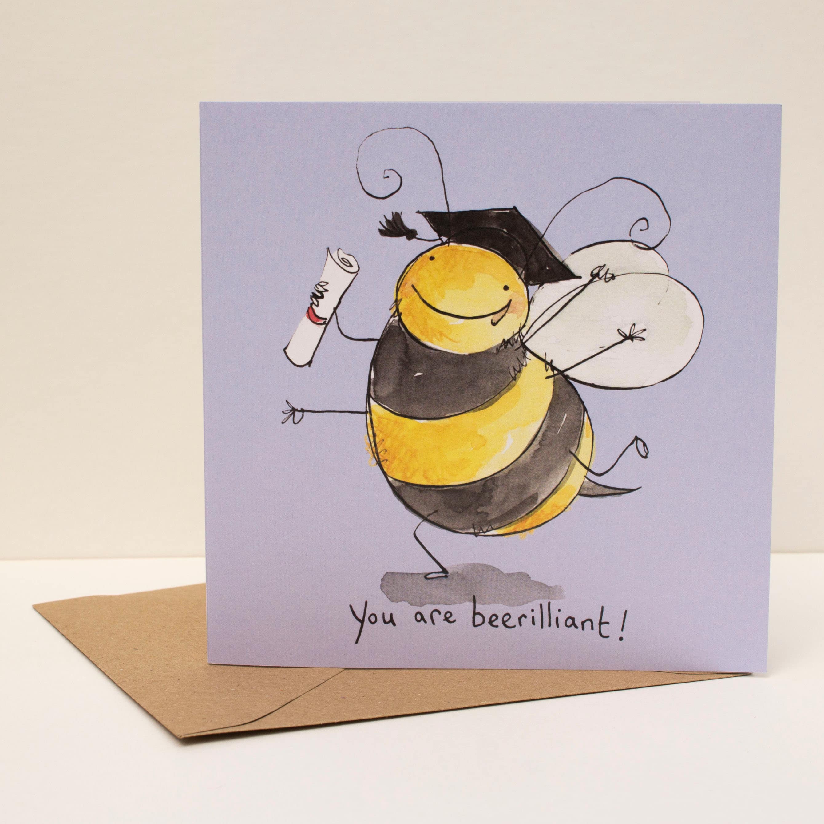You Are Beerilliant Card; Graduation Card; Cute Bee Card: Bee Pun Card ...