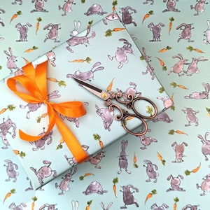 Bunny wrapping paper, Fun rabbit gift wrap, Cute rabbit Birthday wrapping paper