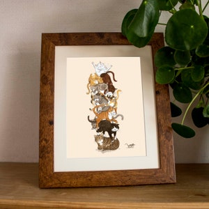 Cat pile print; Watercolour painting; Wall art; Animal art print; Bedroom wall decor; Watercolour art print
