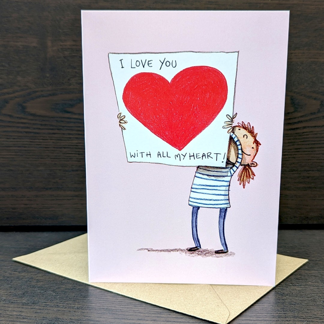 I Love You With All My Heart Card, Anniversary Card, Valentines Card ...