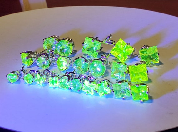 Neon Green Luag Stud Earrings Pendants in Sterling Silver - Etsy