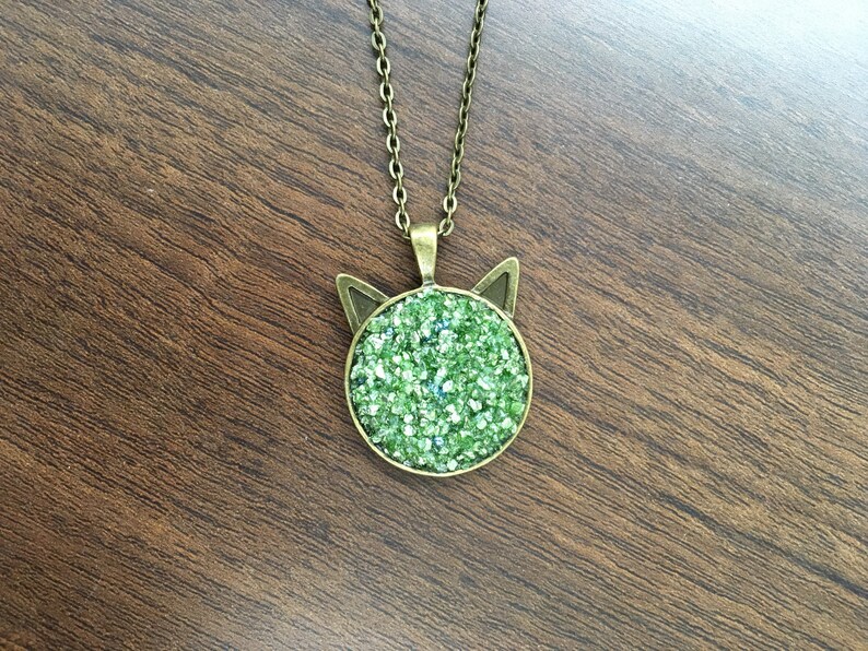 Kawaii Cats Faux Druzy Necklace