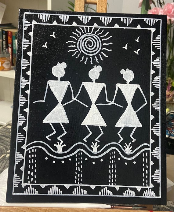 Indian Tribal Art odd One Out Warli Painting Etsy Australia
