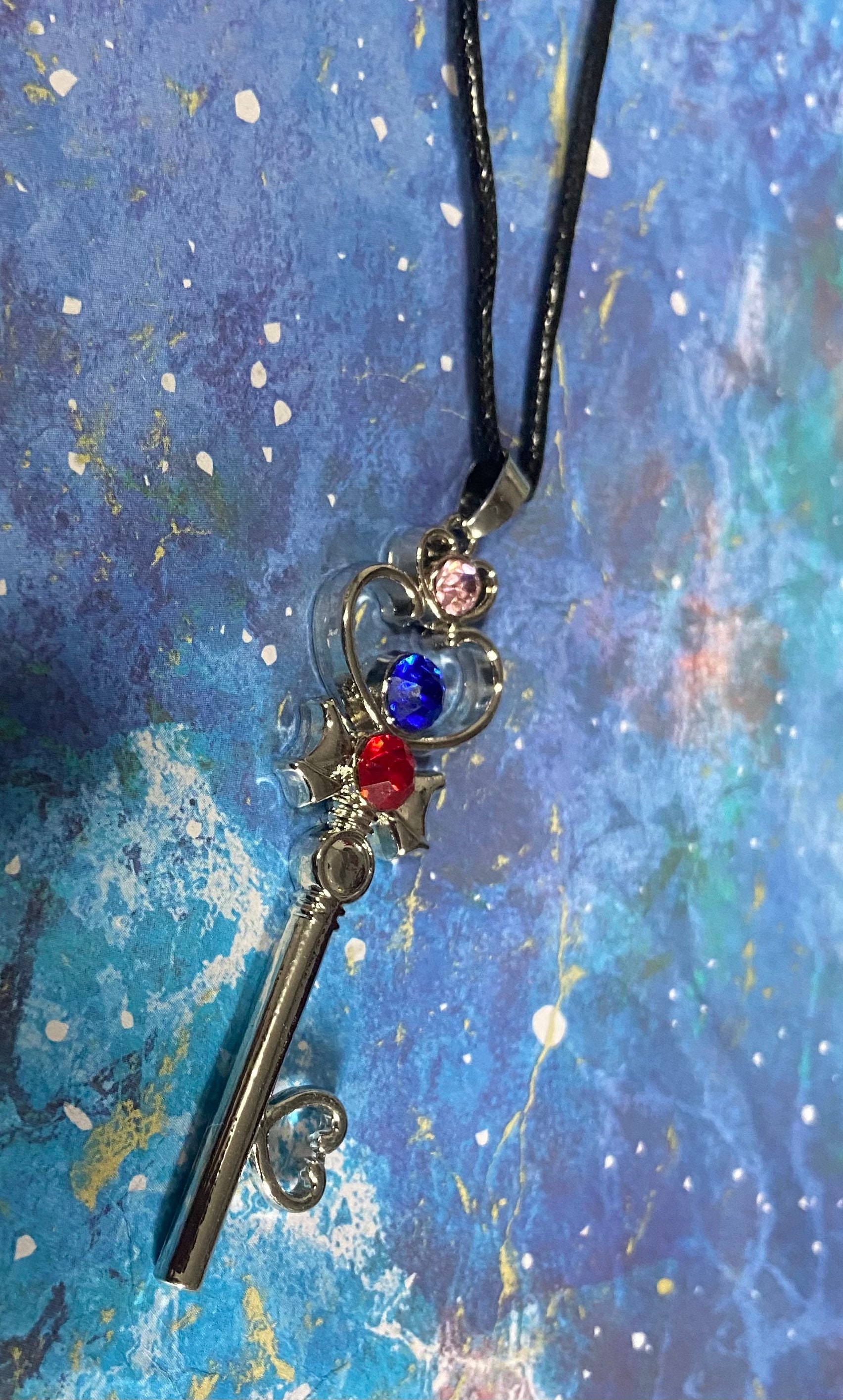 Skeleton Key Necklace Fluttering Oasis - Butterfly Key to My Heart Crystal Pendant, Statement Fairy Jewelry Fairycore Fantasy Witchy Gift