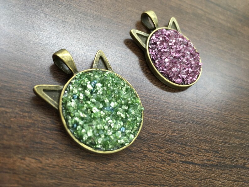 Kawaii Cats Faux Druzy Necklace