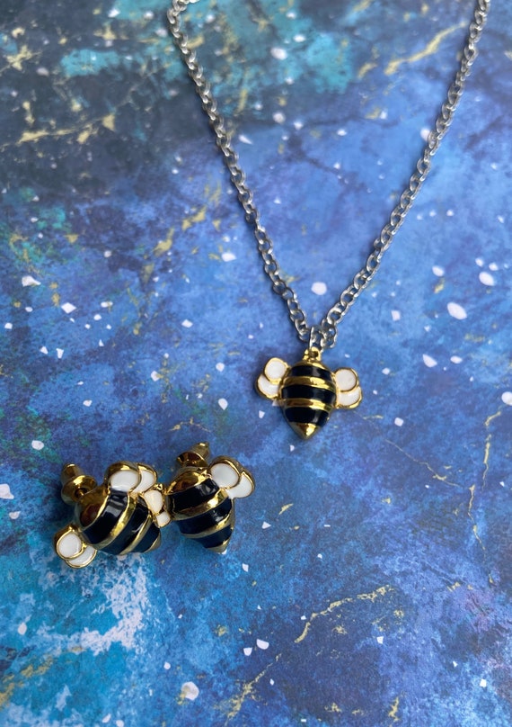 LELEBEAR Adopt A Bee Necklace & Earrings Set - 925 Sterling Silver Bee Jewelry, Cute Honey Bee Pendant - View #11