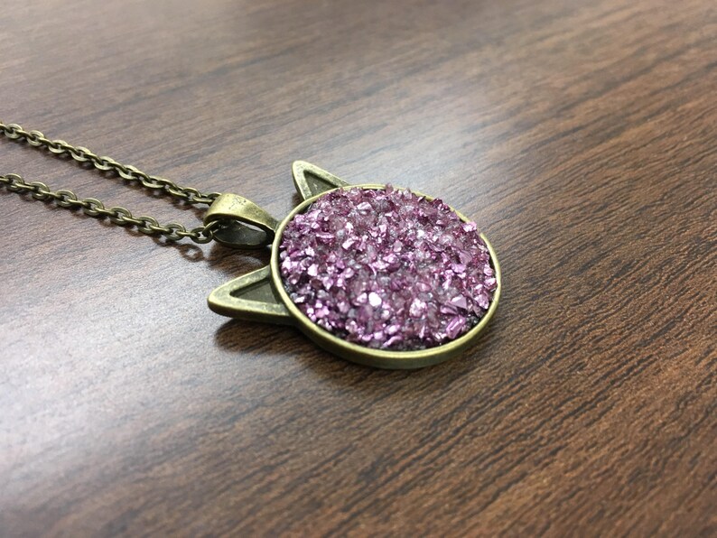 Kawaii Cats Faux Druzy Necklace