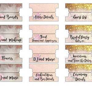 Wedding Planner Binder Tabs Printable Organization for Bride - Etsy