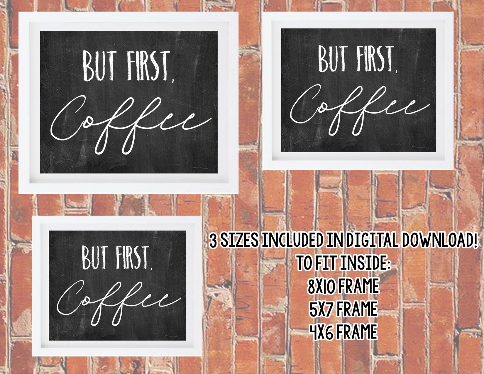 But First Coffee Printable Sign | Trendy | Modern | Rustic | Chalkboard ...