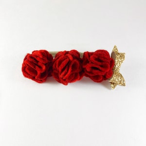 Rose Flower Headband,Felt Flower Headband,Red Christmas Headband,Wool Felt Red Flower Headband,Felt Rose Headband, Baby Felt Flower Headband