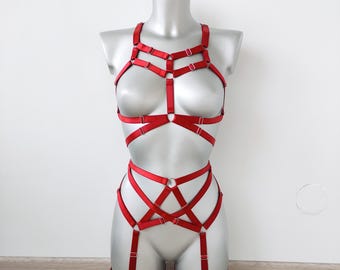 Harness for women full body, Handmade lingerie set Sif